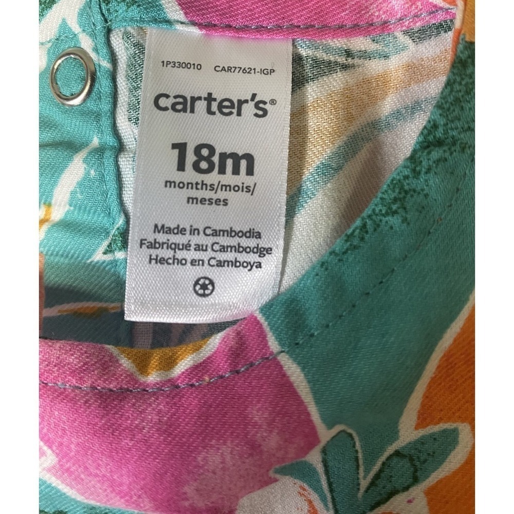 Carter's Tropical Jersey Romper For Summer Baby Girl Size 18 Months - Picture 7 of 9